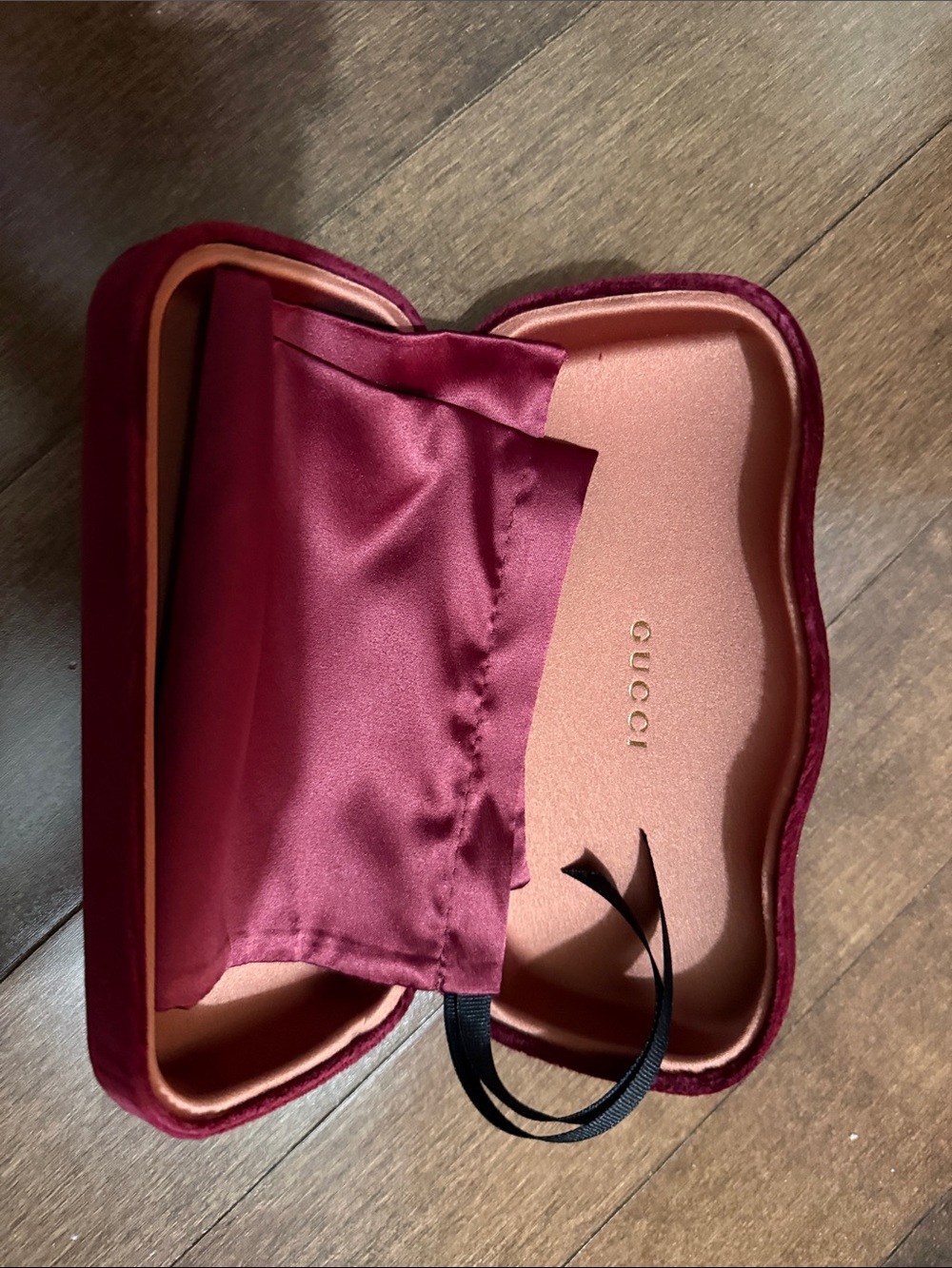 Gucci Burgundy Velvet Sunglasses Case with Satin Pouch